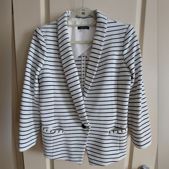 TOMMY HILFIGER Nautical Blue White Striped Blazer. Women's Size 12. 🤍💙 - Picture 1 of 11